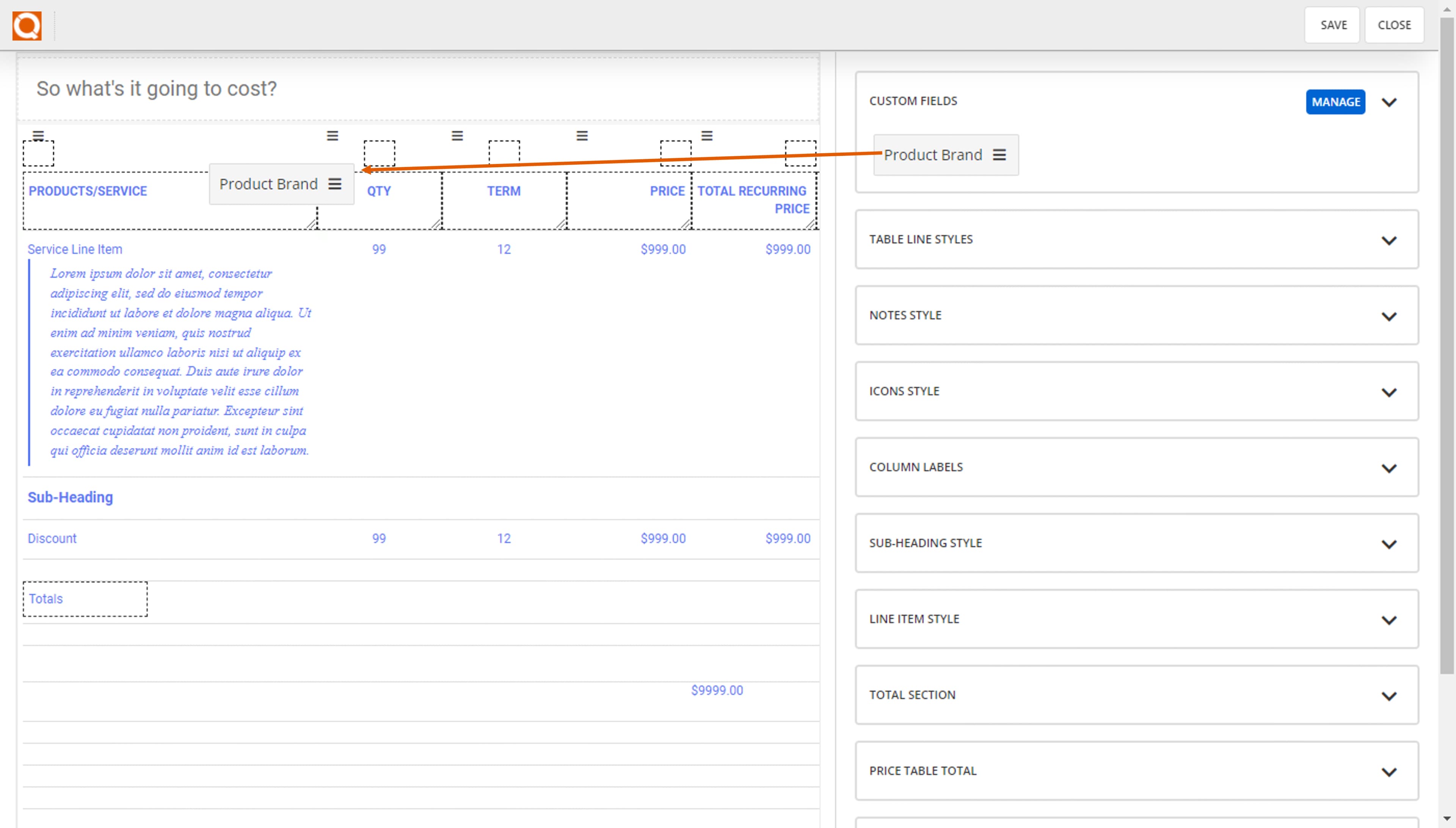 QuoteCloud - Sales Quote, Sales Proposal and Contracts Software - Adding Custom Fields to your Price Tables (Java Edition) - illustration fe2c6be8-d5ac-44e0-a814-9abc6971d47b