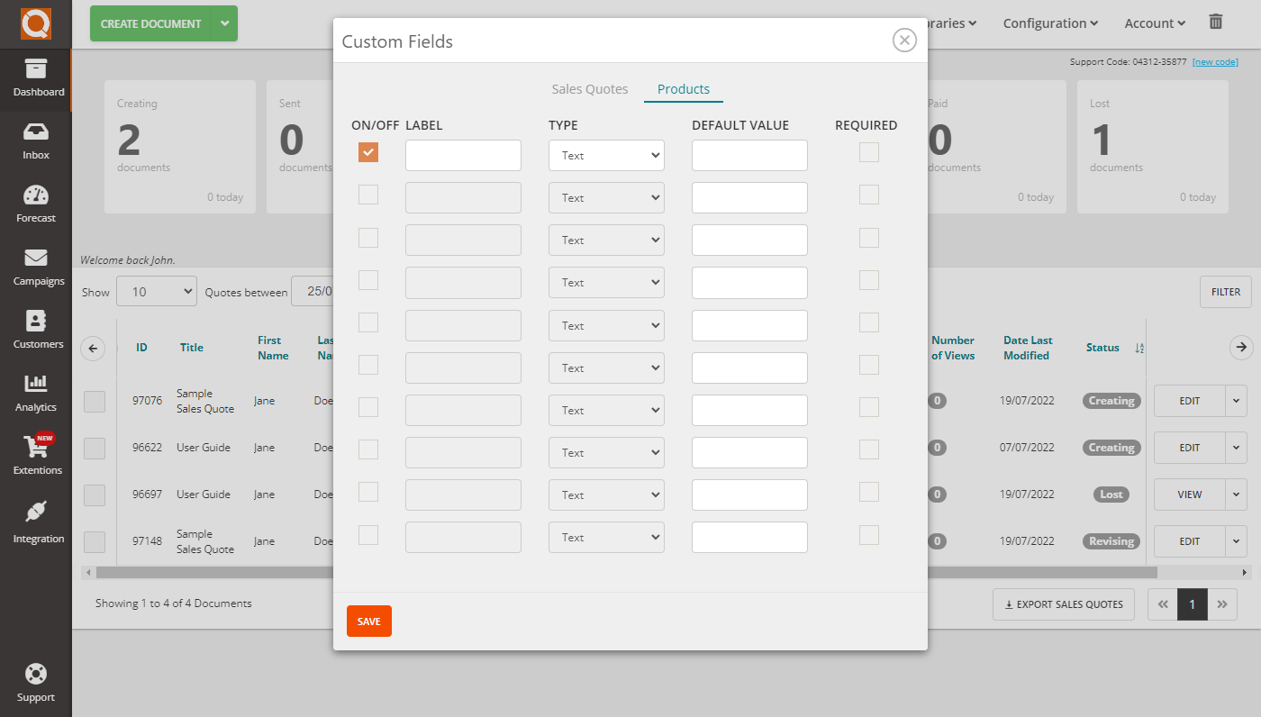QuoteCloud - Sales Quote, Sales Proposal and Contracts Software - Adding Custom Fields to your Price Tables (Java Edition) - illustration 214270cd-ccb5-4501-9f75-f4c6025fa74f