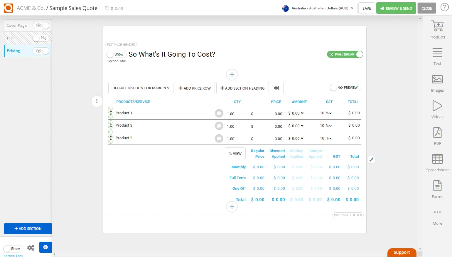 QuoteCloud - Sales Quote, Sales Proposal and Contracts Software - Sorting Line Items in a Price Table (Java Edition) - illustration 7ead46fc-9a84-4220-bf4e-2f6f76333d12