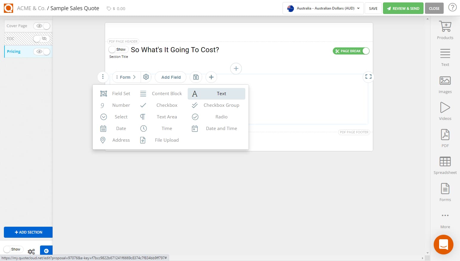 QuoteCloud - Sales Quote, Sales Proposal and Contracts Software - Making a Data Item Mandatory (*) (Java Edition) - illustration 2658621b-a3a7-41e2-bbfc-60342ceaa25f