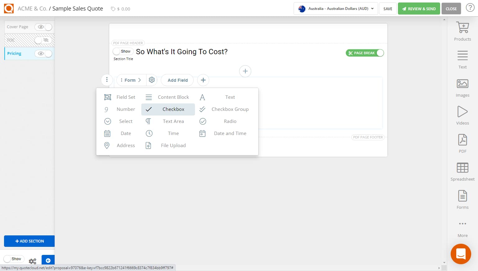 QuoteCloud - Sales Quote, Sales Proposal and Contracts Software - Inserting a Data Field onto a Form (Java Edition) - illustration 312ab25c-2e97-40d3-ab9a-6a9289e8e6ff