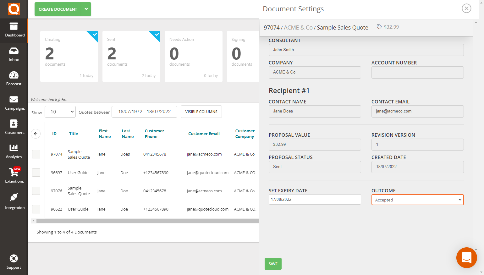 QuoteCloud - Sales Quote, Sales Proposal and Contracts Software - Manually Update the Status of a Sales Quote to Approved (Java Edition) - illustration 45ed1d6a-8898-4912-a74a-48df6fea5fc6