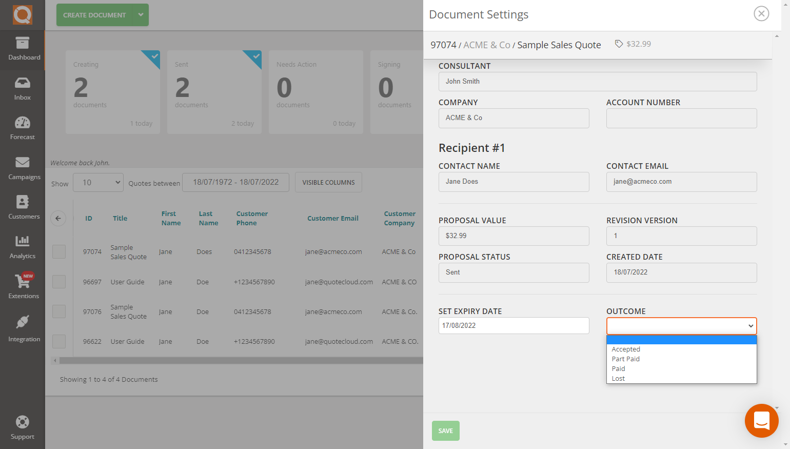 QuoteCloud - Sales Quote, Sales Proposal and Contracts Software - Manually Update the Status of a Sales Quote to Approved (Java Edition) - illustration 934266b1-40ac-4d92-8ad7-43939a5813d6