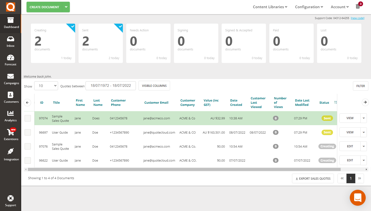 QuoteCloud - Sales Quote, Sales Proposal and Contracts Software - Manually Update the Status of a Sales Quote to Approved (Java Edition) - illustration ffe9782c-c544-4066-8b78-fddcd554a07b