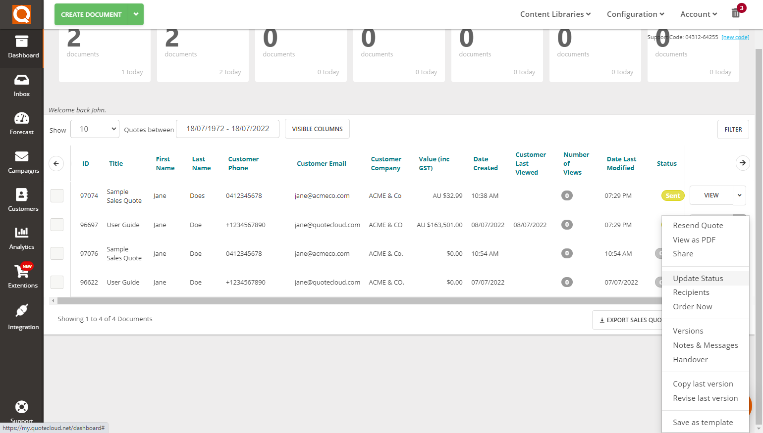 QuoteCloud - Sales Quote, Sales Proposal and Contracts Software - Manually Update the Status of a Sales Quote to Approved (Java Edition) - illustration 3af8a589-aefe-43f7-8a27-6f74e9768738