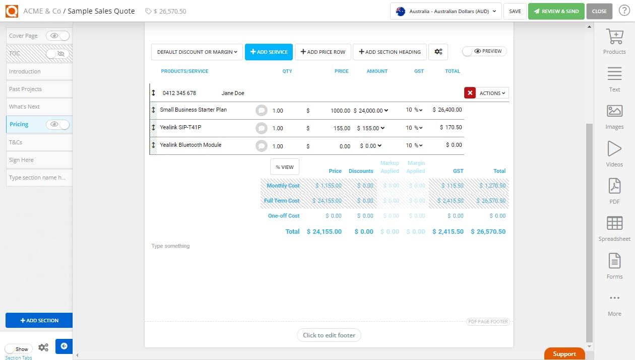 QuoteCloud - Sales Quote, Sales Proposal and Contracts Software - PDF Page Header & Footer Settings (Java Edition) - illustration a26587ae-856d-436e-8a75-7bac2174f03f