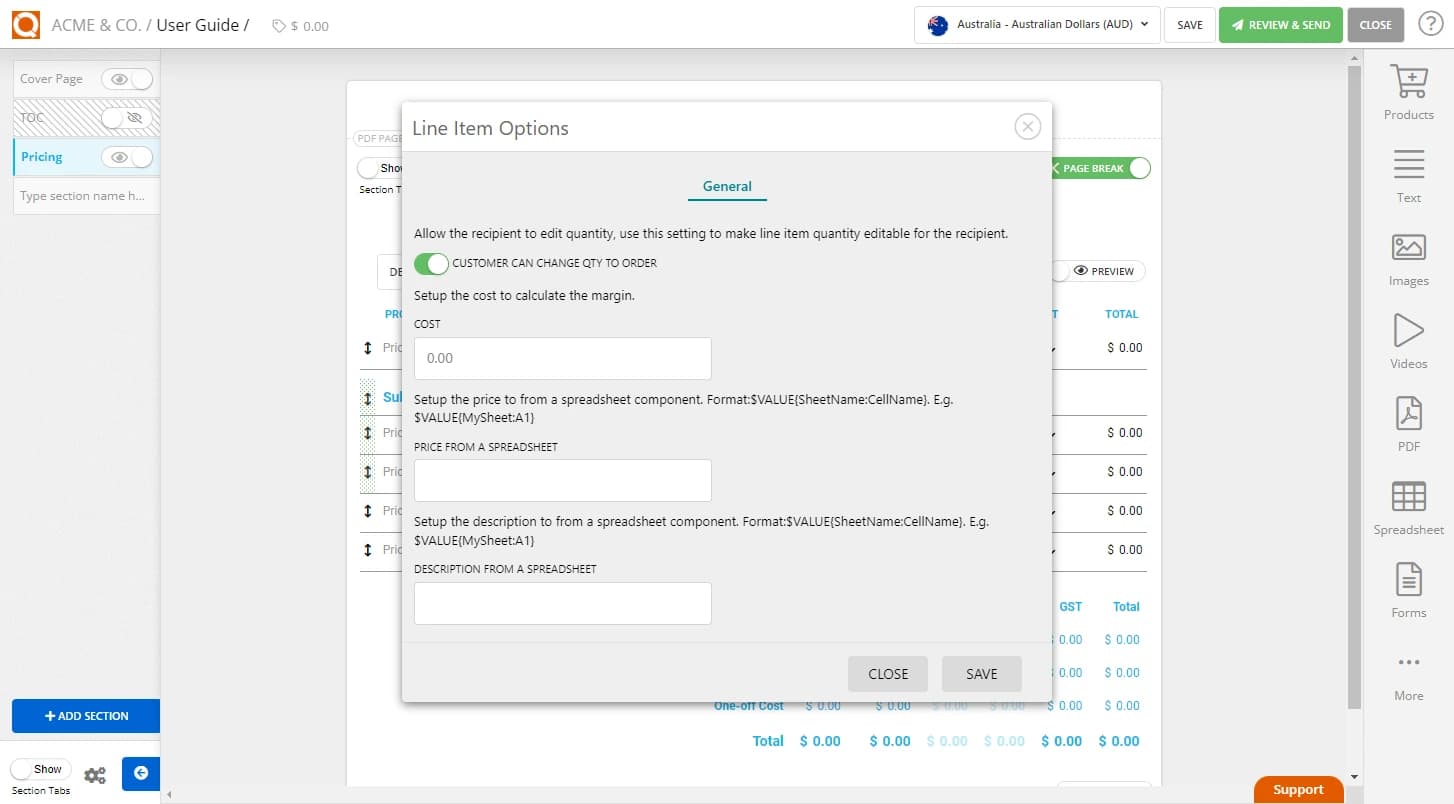 QuoteCloud - Sales Quote, Sales Proposal and Contracts Software - Allowing a Customer to Change the Quantity to Order (Java Edition) - illustration 0f5c49fb-d4e0-4684-9dae-d7cf731595c6