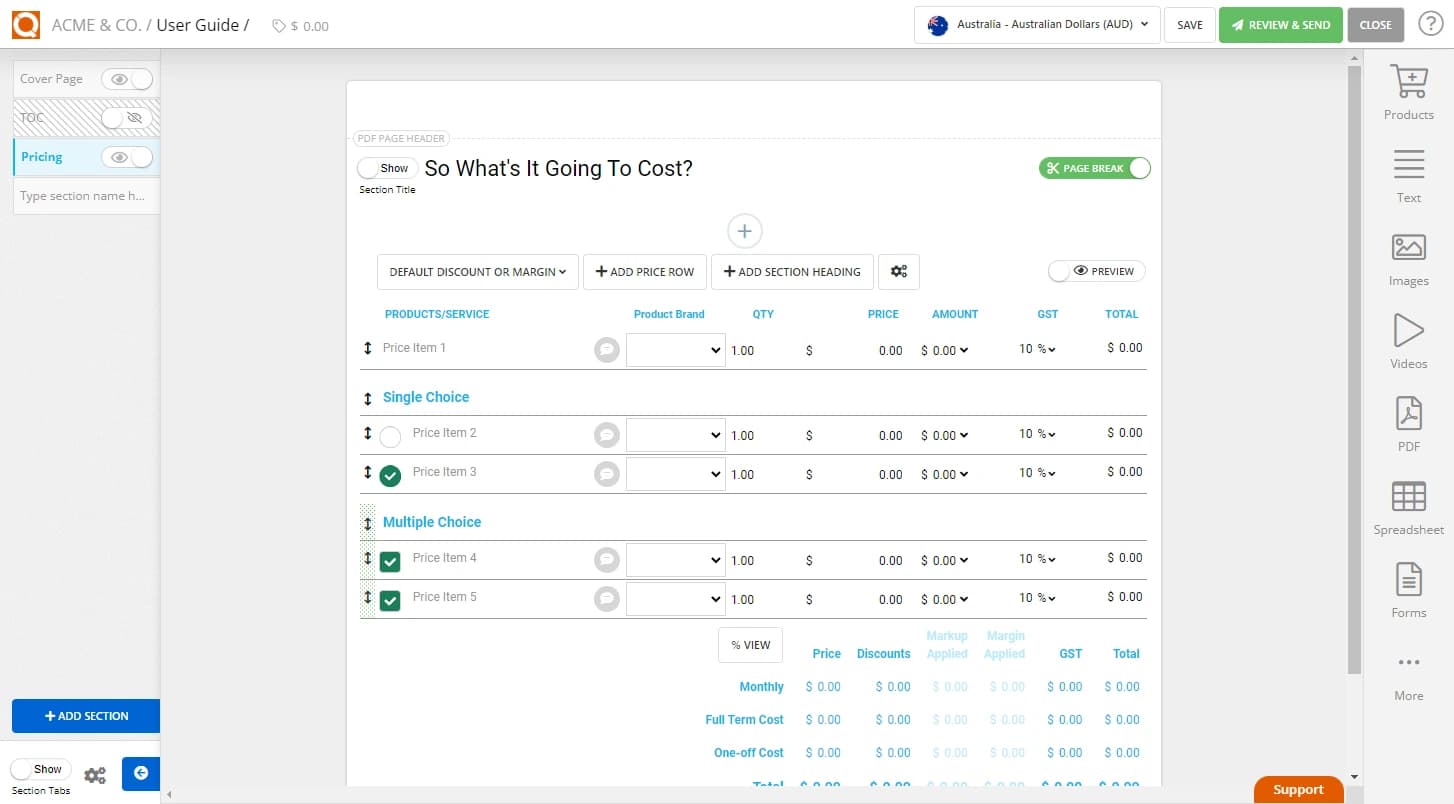 QuoteCloud - Sales Quote, Sales Proposal and Contracts Software - Making Price Lines Optional in a Sales Quote (Java Edition) - illustration 0a578d6b-1deb-4ddd-81e1-e004503b2900