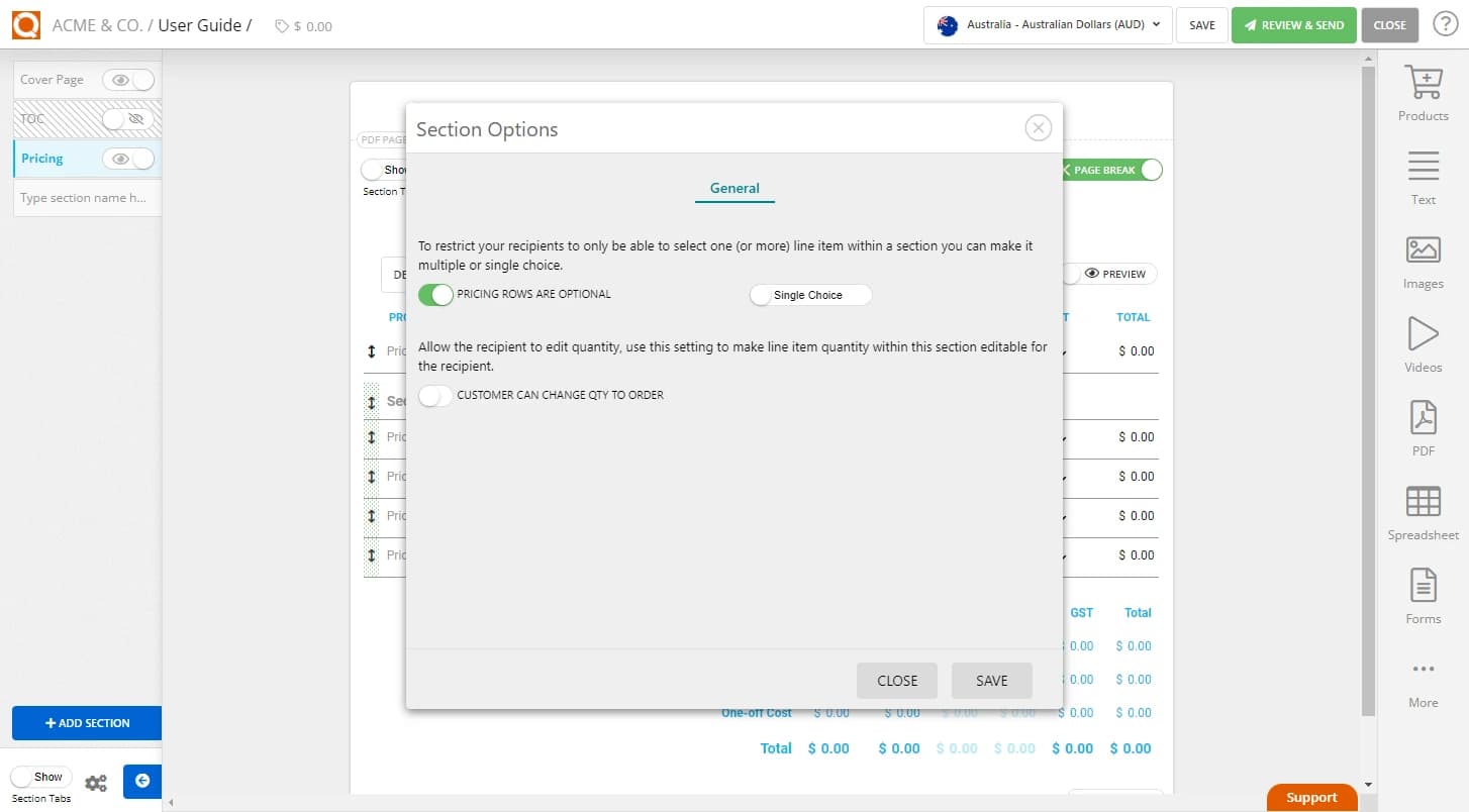QuoteCloud - Sales Quote, Sales Proposal and Contracts Software - Making Price Lines Optional in a Sales Quote (Java Edition) - illustration 4ba37632-2d74-46e4-a8c3-b8a7fbc48c9f