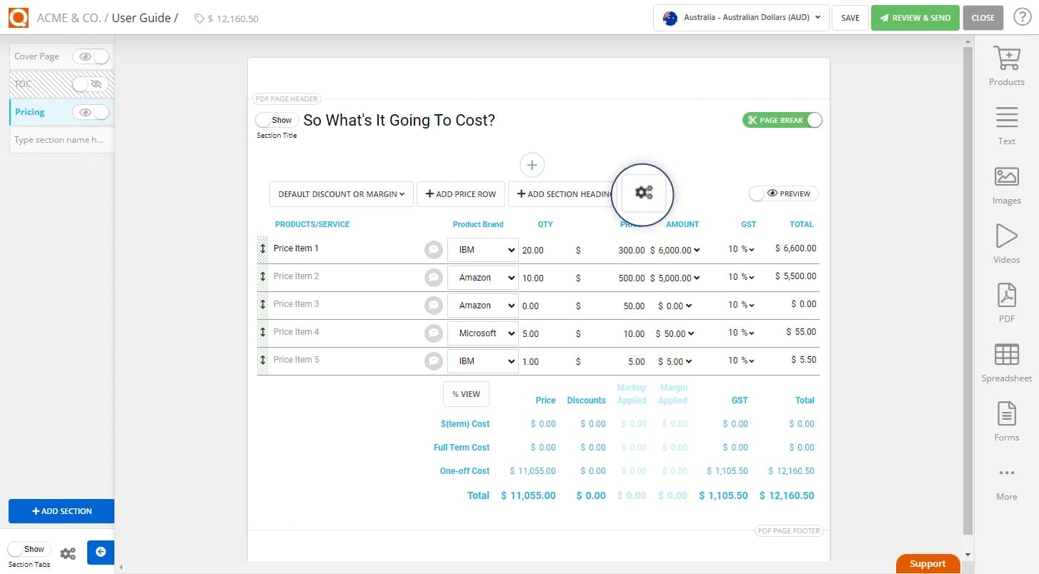 QuoteCloud - Sales Quote, Sales Proposal and Contracts Software - Price Table Settings - Hide Qty 0 (Zero) Price Line items (Java Edition) - illustration d31a136a-9edc-4252-8cce-606ae5423d5e