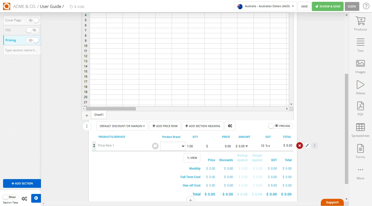 QuoteCloud - Sales Quote, Sales Proposal and Contracts Software - Getting Values from a Spreadsheet to use as a Price in a Price Table (Java Edition) - illustration 88f6d0ae-a50d-4b0f-97ac-6fe8e3868924