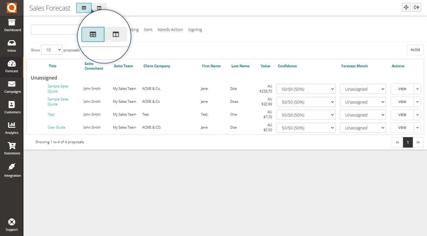 QuoteCloud - Sales Quote, Sales Proposal and Contracts Software - Using the Sales Forecast Tool (Java Edition) - illustration 09d4b6fa-1ac4-418e-92a1-5b406a0dffc1