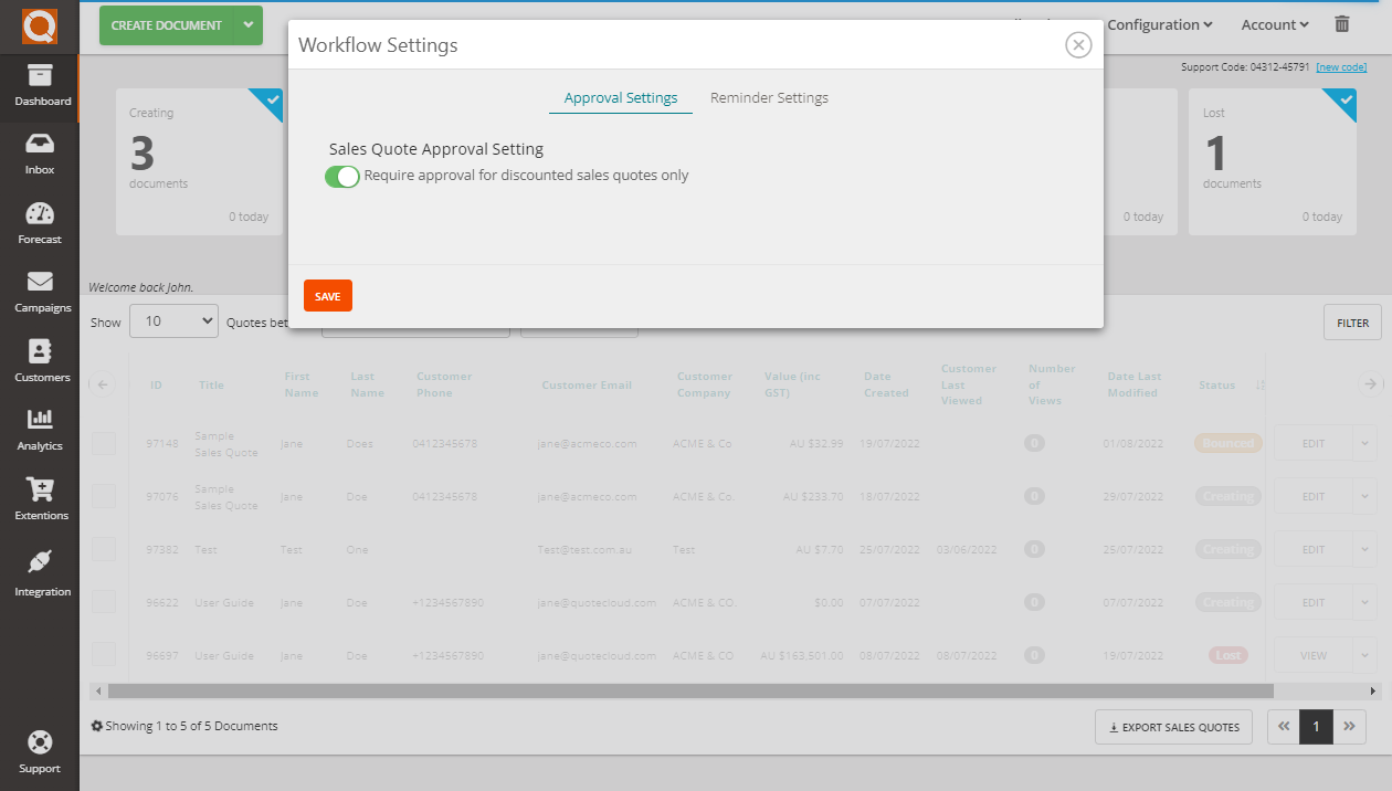 QuoteCloud - Sales Quote, Sales Proposal and Contracts Software - Configure Workflow Approval Only When a Sales Quote is Discounted (Java Edition) - illustration 26a0408f-db05-4d78-9cdc-b37a55da283c