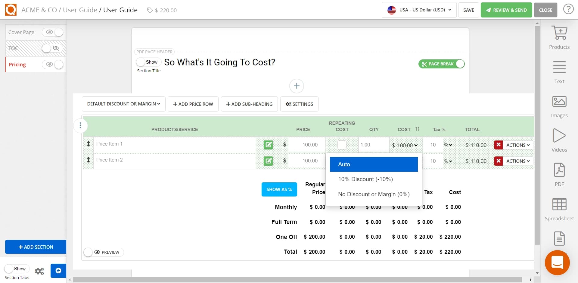 QuoteCloud - Sales Quote, Sales Proposal and Contracts Software - Add a Discount to a Price Table (Java Edition) - illustration 5823cb9a-a9f1-4031-9850-c8000fdcb7cd