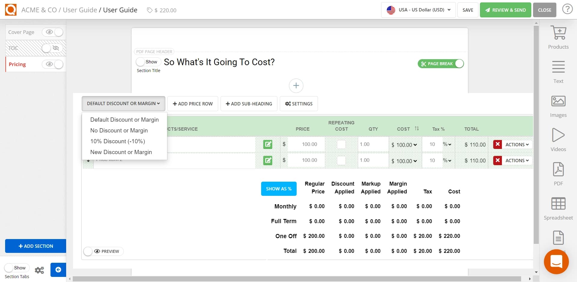 QuoteCloud - Sales Quote, Sales Proposal and Contracts Software - Add a Discount to a Price Table (Java Edition) - illustration f44bd753-d170-4377-baca-4ee28d894d48