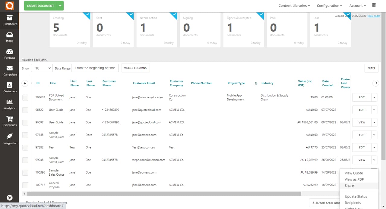 QuoteCloud - Sales Quote, Sales Proposal and Contracts Software - How To Create A Link to Share Your Sales Quote With A Customer (Java Edition) - illustration e47c252e-e8ad-47b1-a2b3-6f935d9032bb