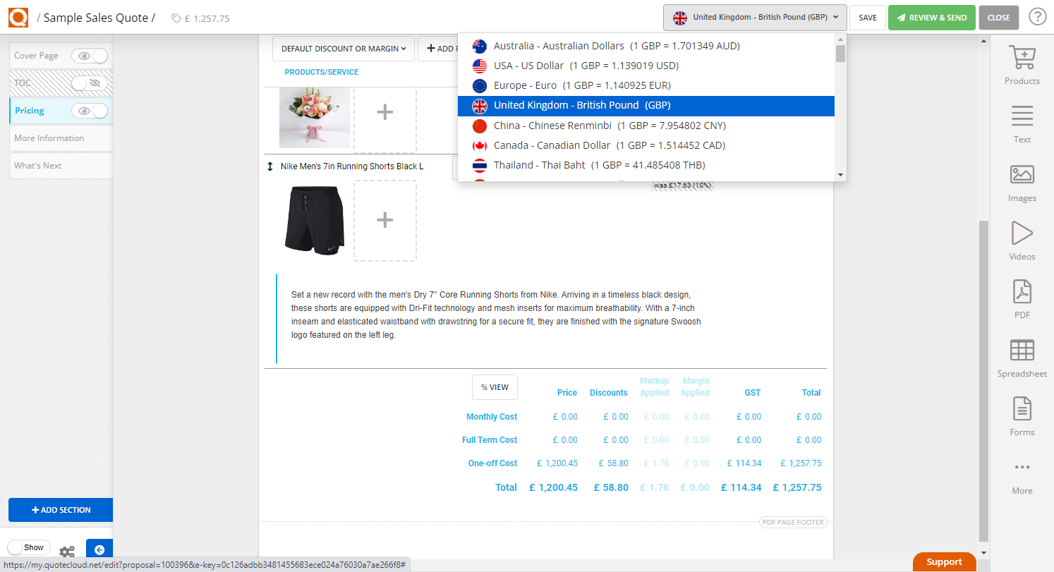 QuoteCloud - Sales Quote, Sales Proposal and Contracts Software - Using the Currency Conversion Tool in QuoteCloud (Java Edition) - illustration 867661eb-8037-4588-a294-ad35efe0b13b