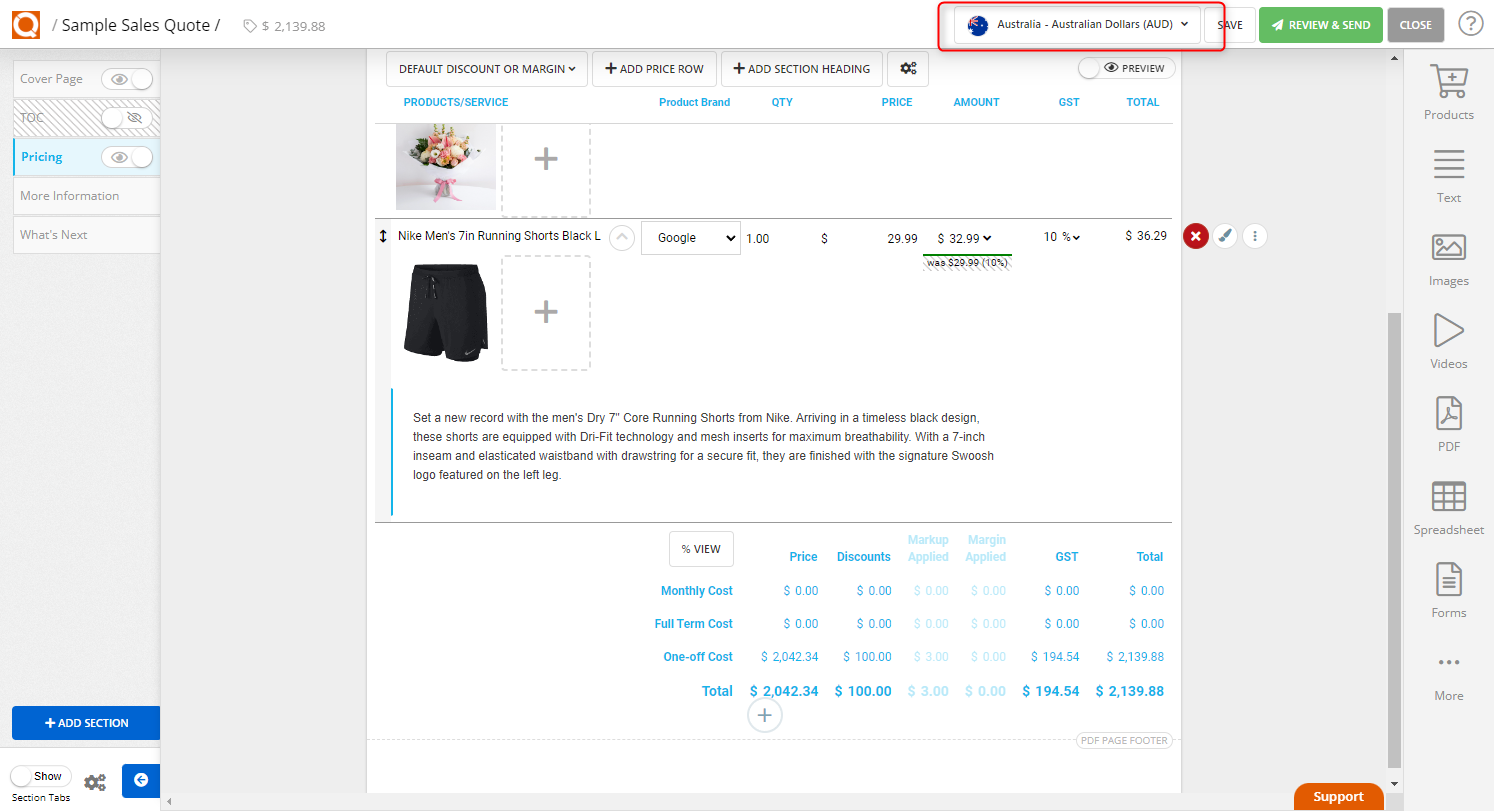 QuoteCloud - Sales Quote, Sales Proposal and Contracts Software - Using the Currency Conversion Tool in QuoteCloud (Java Edition) - illustration 5c7fbd79-a2a4-4841-aa76-2792a68eee0f
