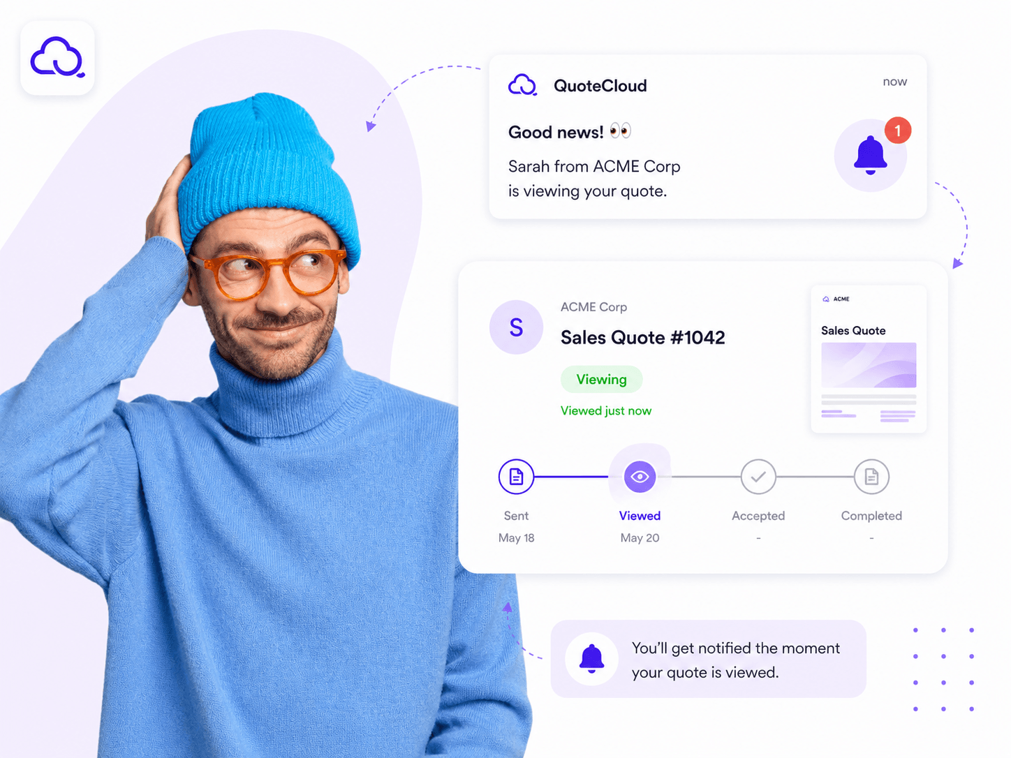 QuoteCloud - Sales Quote, Sales Proposal and Contracts Software - Home - illustration 7f678d50-24fa-408e-83c9-9229d3f9e350