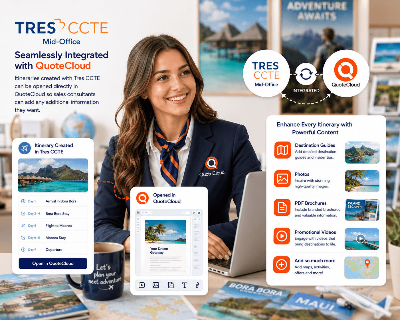QuoteCloud - Sales Quote, Sales Proposal and Contracts Software - Enhanced Itineraries with Tres CCTE - illustration bd5f1472-f945-4d03-89b9-fe90fc27ed3f